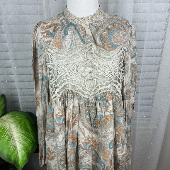 NWT Free People Tea Combo Sweet Thing High Neck Boho Swing Top Tunic Size XS - Picture 8 of 8